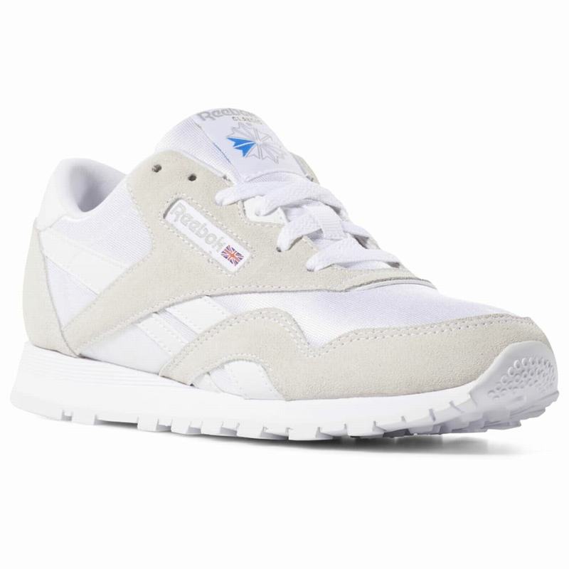 Tenisi Reebok Classic Nylon Baieti Albi/Gri Deschis Romania ZM4231VG